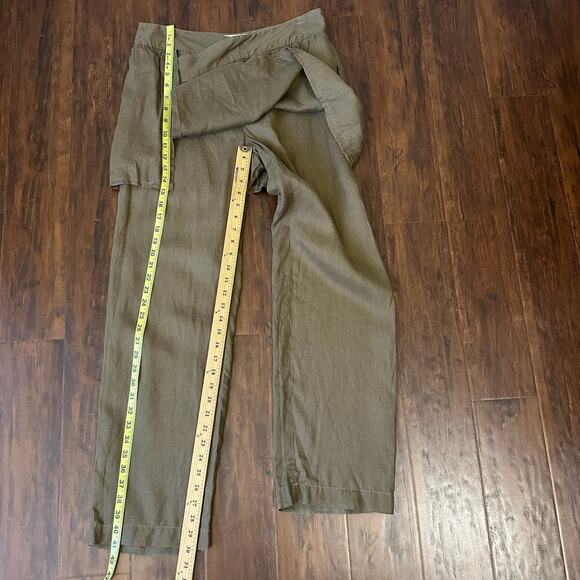GIUSTO DAMA Skirted Pants Brown Wrap Straight Leg Linen Lightweight - Picture 14 of 15
